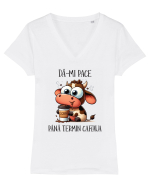 Dă-mi pace până termin cafeaua Tricou mânecă scurtă guler V Damă Evoker