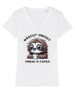 Născut obosit – vreau o cafea Tricou mânecă scurtă guler V Damă Evoker