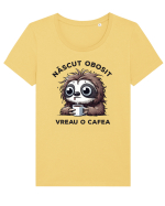 Născut obosit – vreau o cafea Tricou mânecă scurtă guler larg fitted Damă Expresser