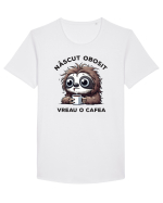 Născut obosit – vreau o cafea Tricou mânecă scurtă guler larg Bărbat Skater