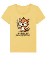 Simt că-i altă viață după cafeaua de dimineață Tricou mânecă scurtă guler larg fitted Damă Expresser