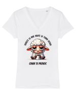 Vorbește cu mine inainte să termin cafeaua Tricou mânecă scurtă guler V Damă Evoker