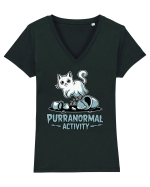 Purranormal Activity Cat Ghost Halloween Scary Tricou mânecă scurtă guler V Damă Evoker