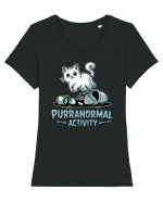 Purranormal Activity Cat Ghost Halloween Scary Tricou mânecă scurtă guler larg fitted Damă Expresser