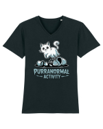 Purranormal Activity Cat Ghost Halloween Scary Tricou mânecă scurtă guler V Bărbat Presenter