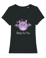 Batty For You Halloween Bat Tricou mânecă scurtă guler larg fitted Damă Expresser