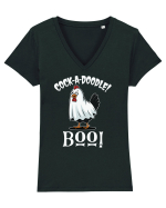 Cock A Doodle Boo | Funny Halloween Ghost Chicken Tricou mânecă scurtă guler V Damă Evoker