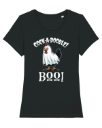 Cock A Doodle Boo | Funny Halloween Ghost Chicken Tricou mânecă scurtă guler larg fitted Damă Expresser