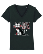 Count Catula Funny Halloween Cat Tricou mânecă scurtă guler V Damă Evoker