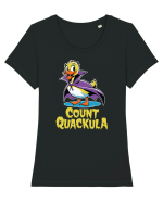Count Quackula Funny Duck Halloween Tricou mânecă scurtă guler larg fitted Damă Expresser