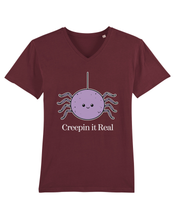 Creepin' It Real Funny Halloween Spider Burgundy
