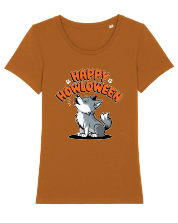 Happy Howloween Funny Halloween Wolf Roasted Orange