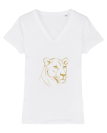 Leoaica tanara, iubirea... Tricou mânecă scurtă guler V Damă Evoker