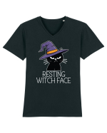 Resting Witch Face Halloween Cat Tricou mânecă scurtă guler V Bărbat Presenter