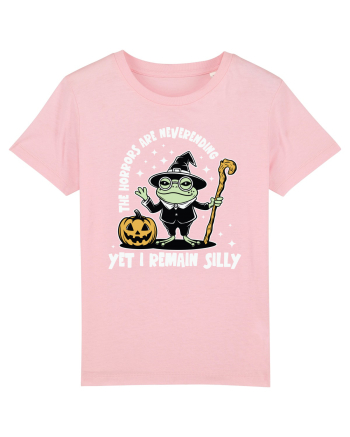 The Horrors Are Neverending Yet I Remain Silly Funny Frog Witch Halloween Cotton Pink