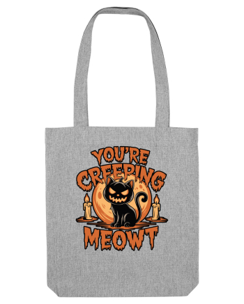 You're Creeping Meowt Pumpkin Face Cat Halloween Heather Grey