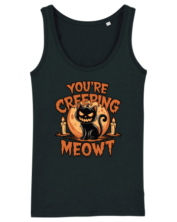 You're Creeping Meowt Pumpkin Face Cat Halloween Black
