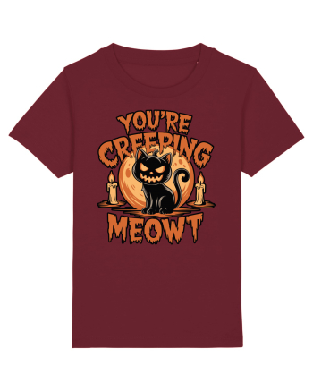 You're Creeping Meowt Pumpkin Face Cat Halloween Burgundy