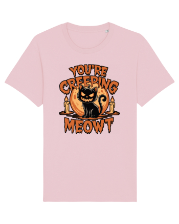 You're Creeping Meowt Pumpkin Face Cat Halloween Cotton Pink