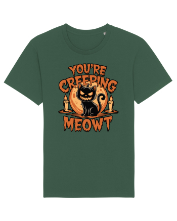 You're Creeping Meowt Pumpkin Face Cat Halloween Bottle Green