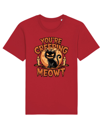 You're Creeping Meowt Pumpkin Face Cat Halloween Red