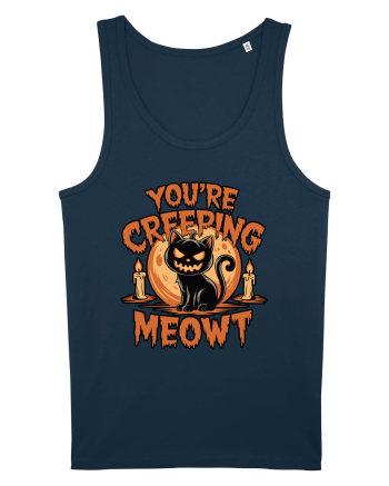 You're Creeping Meowt Pumpkin Face Cat Halloween Navy
