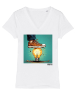 AM CĂLCAT PE BEC Tricou mânecă scurtă guler V Damă Evoker