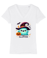 Halloween cute ghost  Tricou mânecă scurtă guler V Damă Evoker