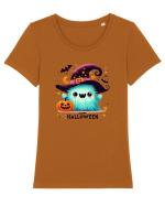 Halloween cute ghost  Tricou mânecă scurtă guler larg fitted Damă Expresser