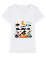 Happy Halloween cute ghost buddies Tricou mânecă scurtă guler V Damă Evoker