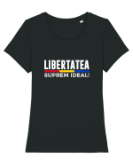 Libertatea, Suprem Ideal! Tricou mânecă scurtă guler larg fitted Damă Expresser