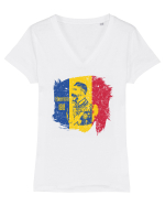 Unirea 1 Decembrie 1918 - Regele Ferdinand 1 Tricou mânecă scurtă guler V Damă Evoker