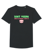 SUNT VEGAN CAND NU MANANC CEAFA DE PORC Tricou mânecă scurtă guler larg Bărbat Skater