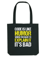 pentru programatori - Code is like humor Sacoșă textilă