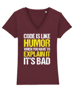 pentru programatori - Code is like humor Tricou mânecă scurtă guler V Damă Evoker