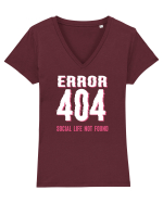 pentru programatori - Error 404 - social life not found Tricou mânecă scurtă guler V Damă Evoker
