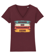 pentru programatori - Husband - dad - programmer - legend Tricou mânecă scurtă guler V Damă Evoker