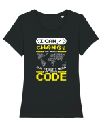 pentru programatori - I can change the world Tricou mânecă scurtă guler larg fitted Damă Expresser
