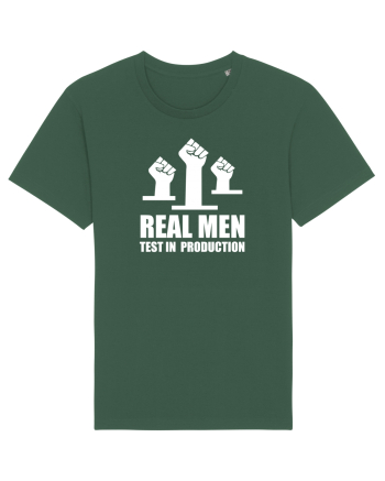 pentru programatori - Real men test in production Bottle Green