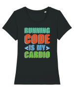 pentru programatori - Running code is my cardio Tricou mânecă scurtă guler larg fitted Damă Expresser