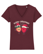 Merry Christmas? Berry Christmas! Tricou mânecă scurtă guler V Damă Evoker