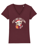  HERE COMES SANTA CLAWS - VINE MOS GHERILA! Tricou mânecă scurtă guler V Damă Evoker