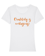Creativity is Contagious! Tricou mânecă scurtă guler larg fitted Damă Expresser