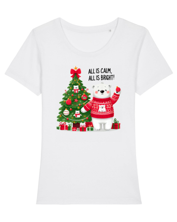 cu ursuleți si urări de Crăciun - All is calm - all is bright White