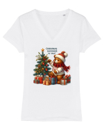 cu ursuleți si urări de Crăciun - Christmas blessings to you Tricou mânecă scurtă guler V Damă Evoker