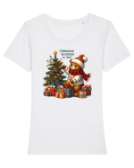cu ursuleți si urări de Crăciun - Christmas blessings to you Tricou mânecă scurtă guler larg fitted Damă Expresser