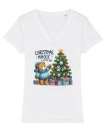 cu ursuleți si urări de Crăciun - Christmas magic is in the air Tricou mânecă scurtă guler V Damă Evoker
