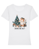 cu ursuleți si urări de Crăciun - Christmas vibes only Tricou mânecă scurtă guler larg fitted Damă Expresser