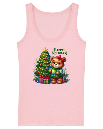 cu ursuleți si urări de Crăciun - Happy Holidays Cotton Pink