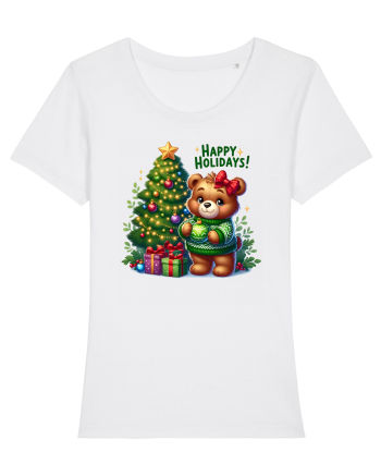 cu ursuleți si urări de Crăciun - Happy Holidays White